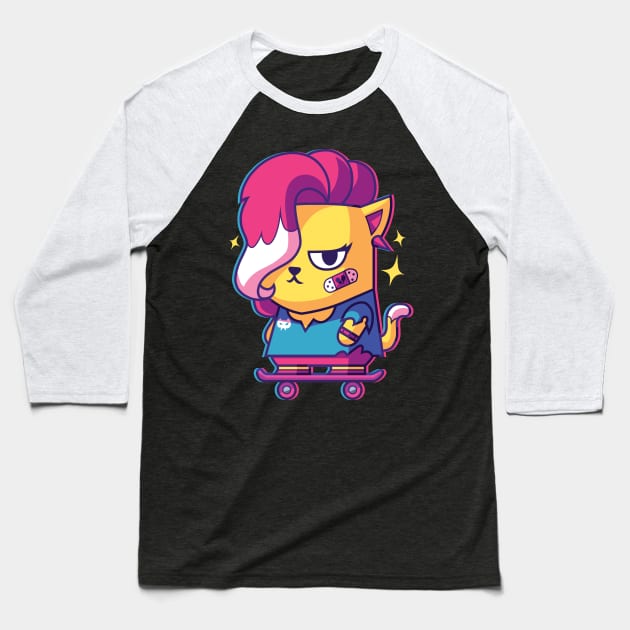 CatSoki Punkcat Baseball T-Shirt by CatSoki